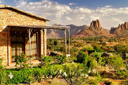 Korkor Lodge room with mountains in background