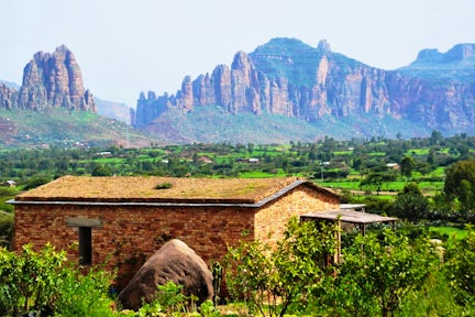 Korkor Lodge with mountains in the background