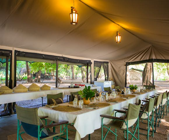 Dining room tent at Lales Camp